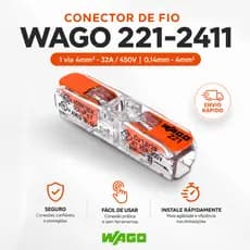 Conector eletrico conectores Compacto Emenda 2 Fios Inline 4mm² 32A