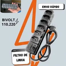 Filtro de Linha Régua 3, 4, 5 e 6 Tomadas 10A com Fusível de Proteção – Plugue Tripolar Reforçado