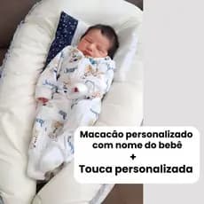 Macacão Bebê Personalizado com Nome e Estampa | Primeira roupinha RN| Touca Grátis