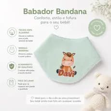 Kit 3 Babadores Personalizados com Nome e Tema do Bebê | 0 a 18 Meses | Forro Atoalhado 100% Algodão | Botão de Pressão