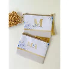 kit 10 Necessaire bolsinha SLIM personalizada com nome para casamento com pingente Lembrancinha convite madrinhas