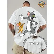 Camiseta Unissex Estampa Tom e Jerry, camiseta casual de verão, Alta Qualidade, Promoção Envio Rápido