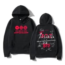 Blusa de Frio Moletom Canguru BTS World Tour Frente e Costa Datas Turnê Brasil 2026 KPOP Army Bangtan Com Bolso