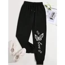 Calça Moletom Borboleta Feminina Estilo Faculdade Frio
