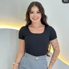 BLUSA CROPPED RIBANA PRETA CANELADA PREMIUM TAMANHO UNICO