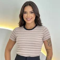 BLUSA CROPPED LISTRADA  RIBANA CANELADA PREMIUM  TAMANHO UNICO LUXO