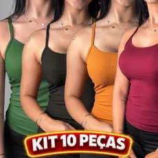 KIT COM 10 REGATAS E KIT COM 5 REGATAS DE ALCINHA CANELADA - MODA VERÃO