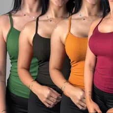 KIT DE 5 REGATAS E KIT 3 COM REGATA FEMININA ALCINHA CANELADA  *ESCOLHA COR NO CHAT*