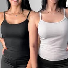KIT 2 PEÇAS REGATA FEMININA ALCINHA CANELADA - MODA VERÃO E ACADEMIA
