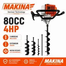 PERFURADOR DE SOLO A GASOLINA 80CC MAKINA INCLUI BROCAS (80×10 cm, 80×15 cm, 80×20 cm) MK-BD80
