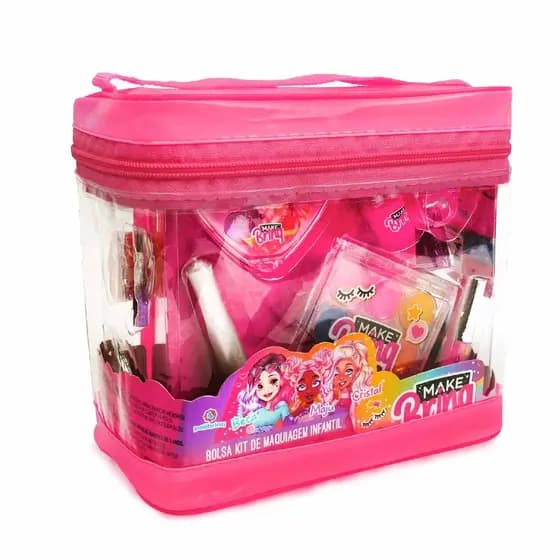 Kit Maquiagem Infantil MakeBrinq Necessaire G Rosa Anvisa