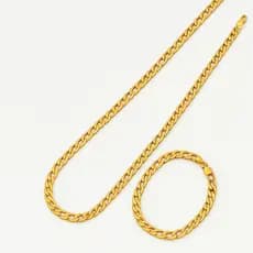 Conjunto Corrente Masculina 6mm Corrente e Pulseira Dourada Aço Inoxidável 3x1