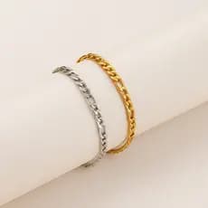 PULSEIRA DOURADA/PRATA MASCULINA 3x1 Aço Inoxidável 2mm Fininha