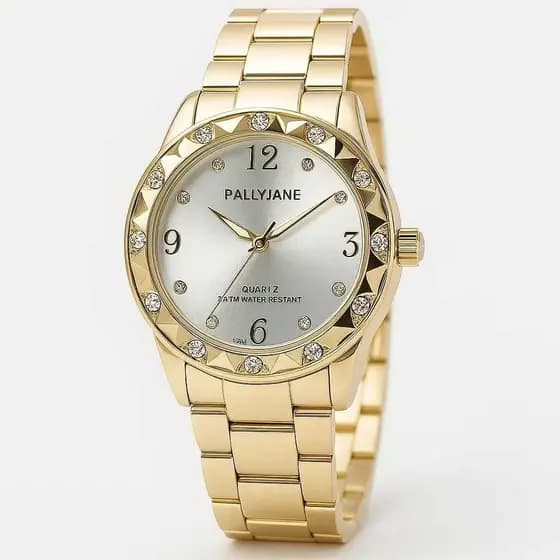 Relógio Feminino Pallyjane Guke Casual Dourado Banhada a Ouro 18k em Aço Inoxidável