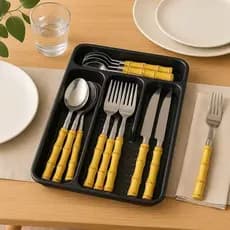 Faqueiro de inox Tropicale Estilo bambu 17 Peças Com Organizador de Gaveta-CRS-2632