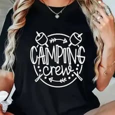 Camisas de Acampamento Combinadas, Apropriadas para Grupos de Acampamento Familiar e Times