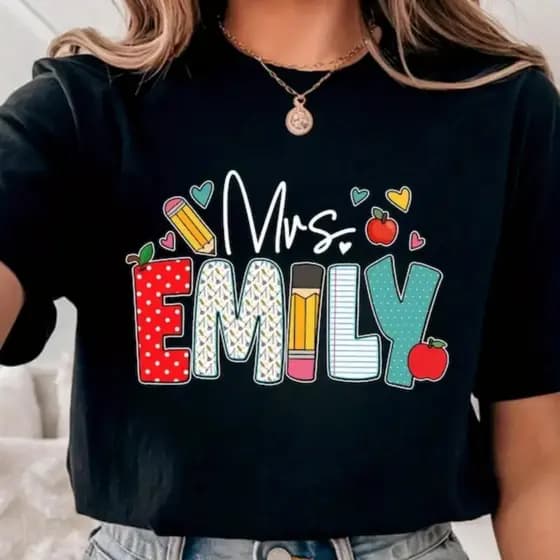 Camiseta Personalizada para Maestros, Camiseta con Nombre del Profesor, Regalos de Agradecimiento al Maestro