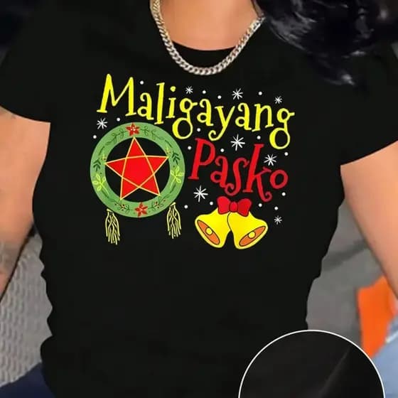 Camiseta feminina de Natal com estampa, blusa casual de poliéster com gola redonda e mangas curtas