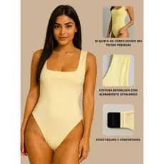 Body Casual Feminino Decote Quadrado Tendencia Manga Curta Collant Tecido Suplex Moda Verão