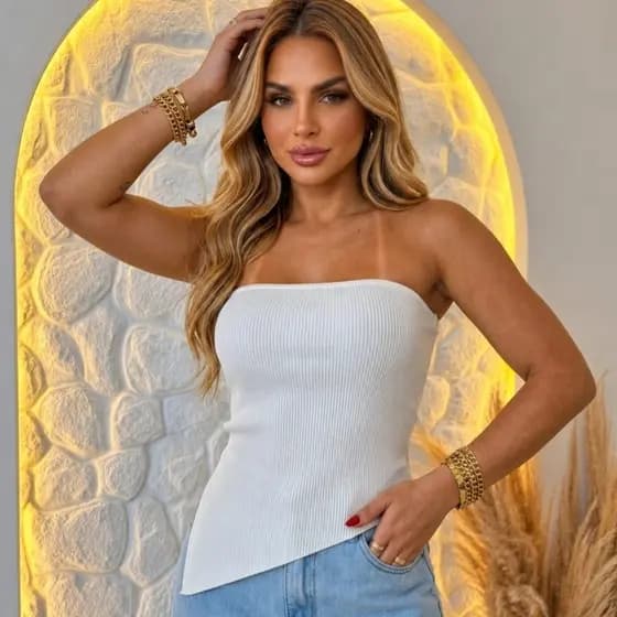 Blusa Feminina Drapeada Blusinha Tomara que caia Assimetrica Mula Manca Verão 2026