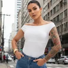 Blusa Suplex Premium Feminina Elegante Ombro a Ombro dia a dia Trabalho básica manguinha Ciganinha