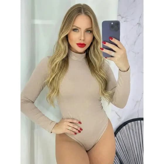 Body Cacharrel Gola Alta Segunda Pele Inverno Forrado Frio Suplex Liso Inverno