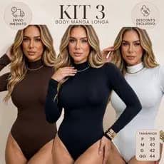 Kit Body Cacharrel Gola Alta Segunda Pele Inverno Frio Suplex Liso Verão Casual