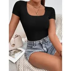 Regatas Casual Basica Suplex Forrado Baby Look  Blusinha Gola e Decote Quadrado Blogueira Tendencia