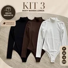 Kit 3 Body Gola Alta Segunda Pele Cacharrel  Inverno Frio Suplex Liso Verão Casual