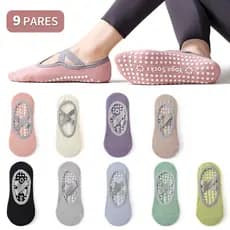 Kit 6 Pares Meias Antiderrapante Sapatilha Yoga Feminina