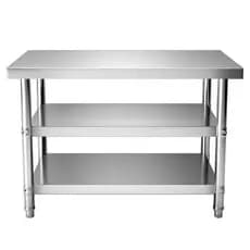 Mesa Inox Bancada 3 Prateleiras Inoxidavel Cozinha Robusta Mesa Inox 1,10x0,5x0,8 Bancada Manipulação Cozinha Indutrial