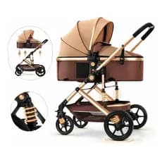 Carrinho De Bebê Europeu Luxo 3 em 1 com Amortecedor + Moisés Berço + Bebê Conforto e Base Veicular