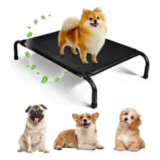 Cama Caminha Suspensa Elevada Pet P Cachorro Dog Gato Respirável Lavável Aço Preto Porte Pequeno