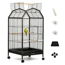 Viveiro Grande Luxo Branco/Preto para Calopsita e Papagaio Ringneck Espaço Confortável e Durável para Aves de Estimação