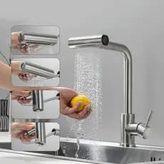 Torneira Pia Gourmet Para Monocomando Cozinha Flexivel Com 4 Formulários 304 Inox Prateado