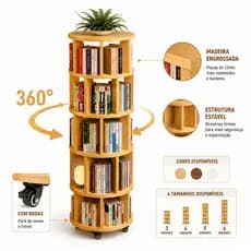 Estante Giratória 360° Prateleira Organizador Livro Brinquedo Decoração Infantil Suporte Móvel