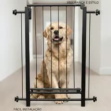 Portão Grade Gate Medidas 65 a 169cm - Branco e Preto Segurança P/ Bebê Cachorro Pressão Regulável