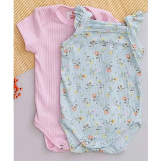 Kit 2 Bodys Bebê Verão Menina com Estampa de Florzinha