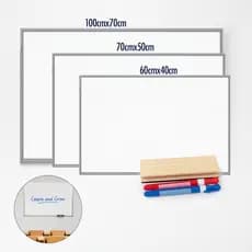 Lousa Quadro Branco 100x70 - 70x50 - 60x40 Moldura Alumínio  + Apagador e 3 Macadores