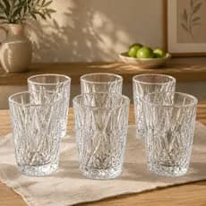 Jogo 6 Copos Baixos Diamond 300ml Vidro Grosso Diamante Luxo