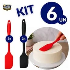 Espátula Reta Silicone 28cm Antiaderente Alta Qualidade Cozinha Bolo Ovos Mexidos Preta Vermelha