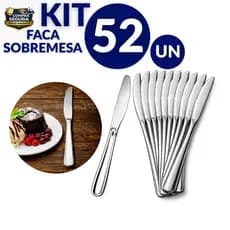 Faca de Sobremesa Aço Inox Profissional Premium Resistente Anti Ferrugem Restaurante Talheres