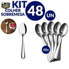 COLHER DE SOBREMESA AÇO INOX RESISTENTE DURÁVEL NÃO ENFERRUJA DESIGN ELEGANTE USO DIÁRIO TALHERES