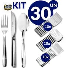 KIT Faca Garfo Colher de Mesa - Aço Inox Churrasco Restaurante Uso Diário Alta Qualidade