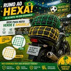 KIT 2 Rede Aranha Elástica Brasil Verde Amarelo Fixação Carga Rede Expansiva Ganchos Moto Bagageiro