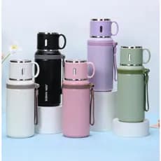 Copo Térmico Inoxidável Duplo Beber, Design Elegante, Tampa, Ideal para Estudantes e Profissionais