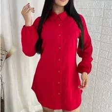 Chemise Feminina Camisão Vestido Vicolinho Manga Longa Saida de Praia Verão Com Botões