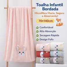 Toalha Infantil Microfibra 70x140cm | Macia, Secagem Rápida, Alta Absorção, Ideal para Banho, Praia e Piscina