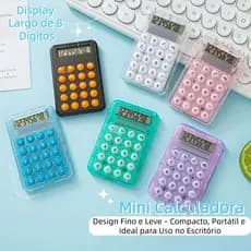 Mini Calculadora Eletrônica 8 Dígitos Portátil de Bolso Semi Transparente Compacta para Escola e Escritório
