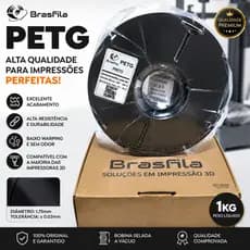 Filamento Preto PETG Premium 1.75mm 1 kg - Brasfila